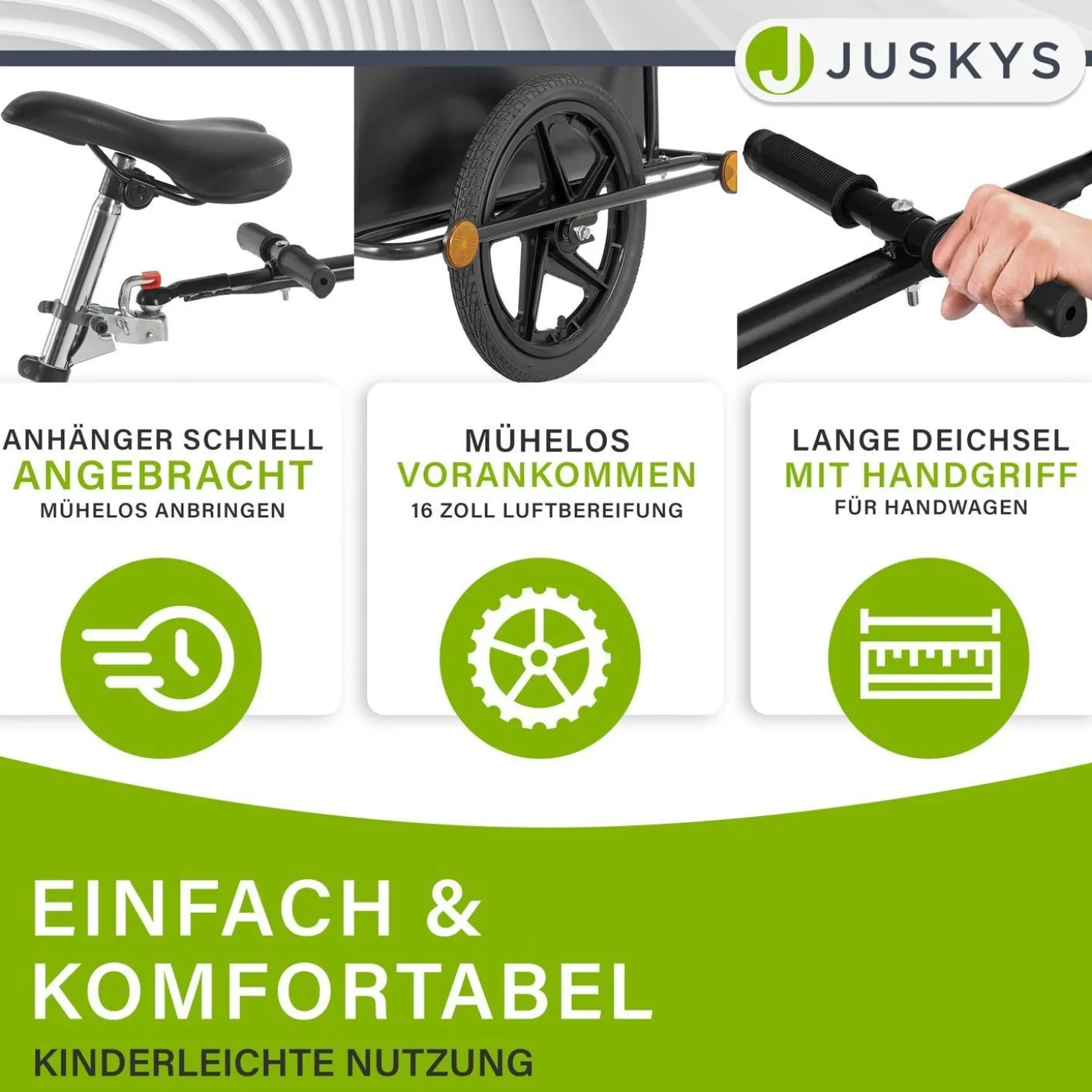 Transportanhänger / Fahrradanhänger 90 Liter Transportanhänger mit Kunststoffwanne, Luftbereifung & Plane