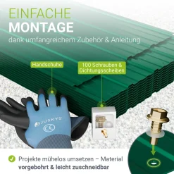 Trapezblech fürs Dach aus Stahl Profilblech Set inkl. Handschuhen & Montagematerial
