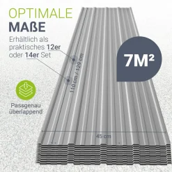 Trapezblech fürs Dach aus Stahl Profilblech Set inkl. Handschuhen & Montagematerial