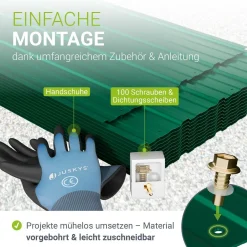 Trapezblech fürs Dach aus Stahl Profilblech Set inkl. Handschuhen & Montagematerial