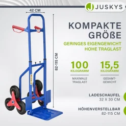 Treppensackkarre bis max. 100 kg Treppenkarre mit klappbarer Ladeschaufel