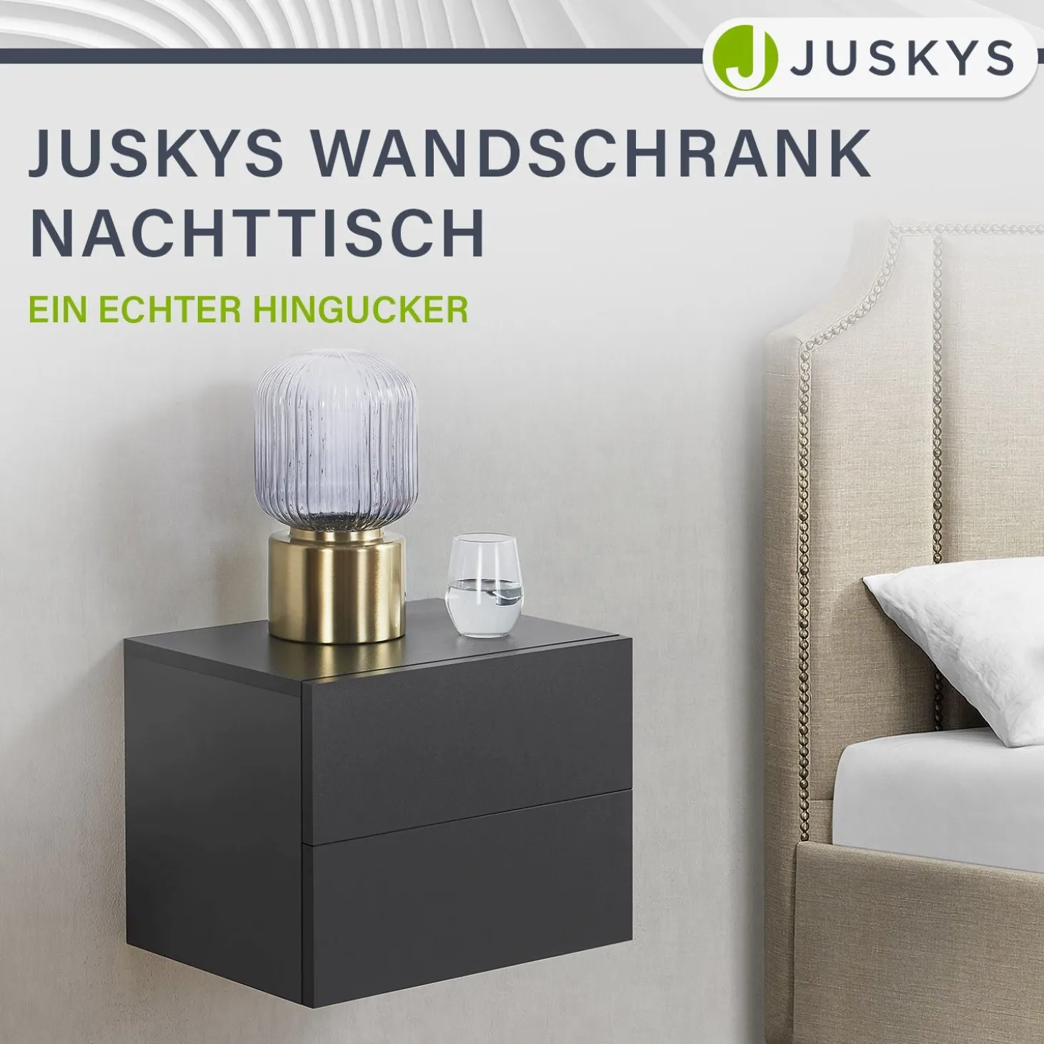 Wandschrank Nachttisch hängend Holz Nachtkommode mit 2 Schubladen & Ablage