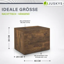 Wandschrank Nachttisch hängend Holz Nachtkommode mit 2 Schubladen & Ablage