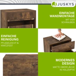 Wandschrank Nachttisch hängend Holz Nachtkommode mit 2 Schubladen & Ablage