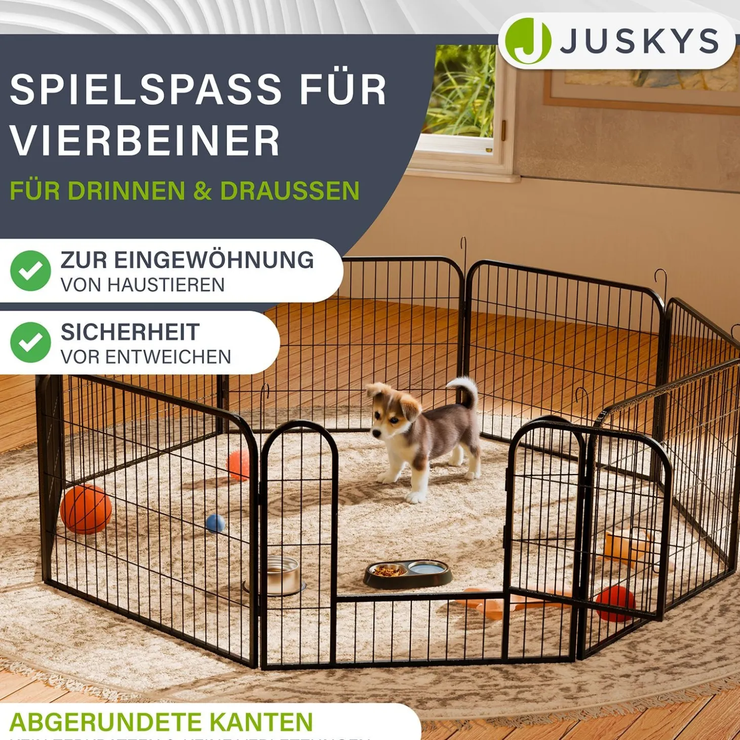 Welpenauslauf aus Metall Faltbares Freilaufgehege für Hunde, Kaninchen & Kleintiere