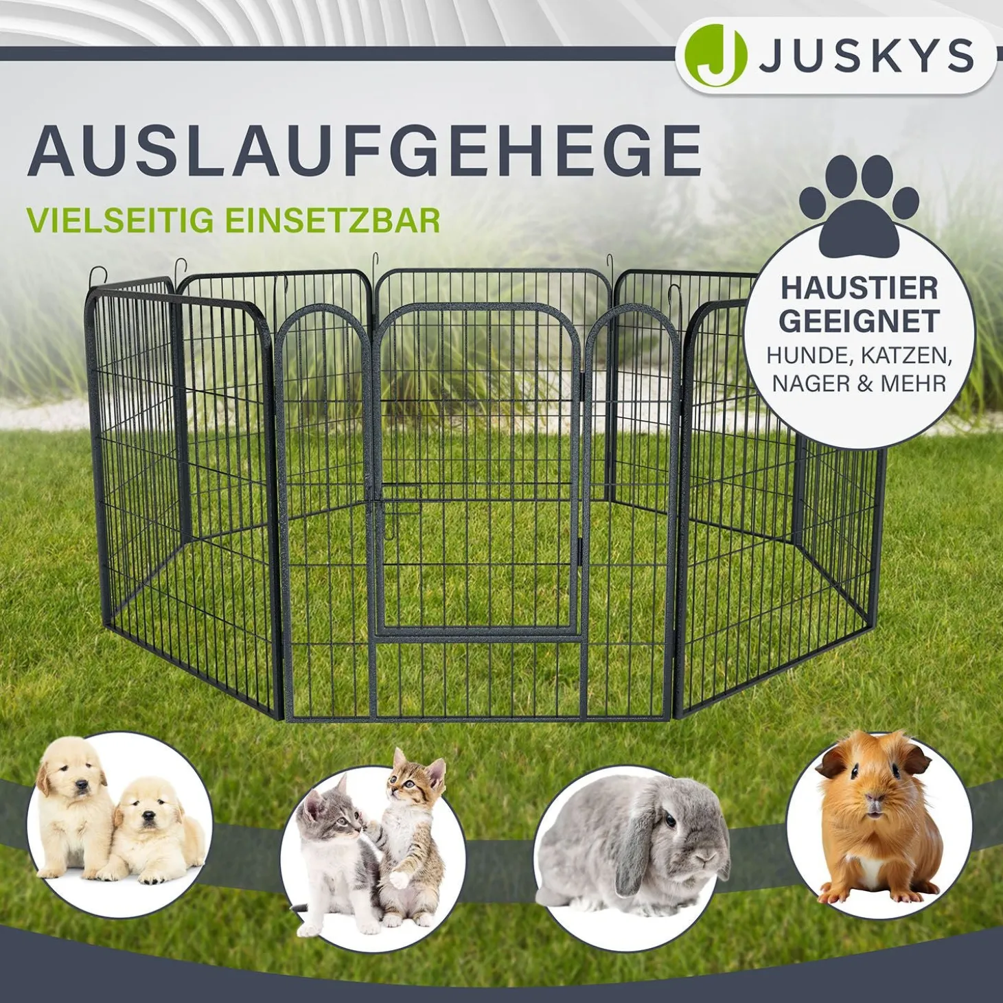 Welpenauslauf aus Metall Faltbares Freilaufgehege für Hunde, Kaninchen & Kleintiere