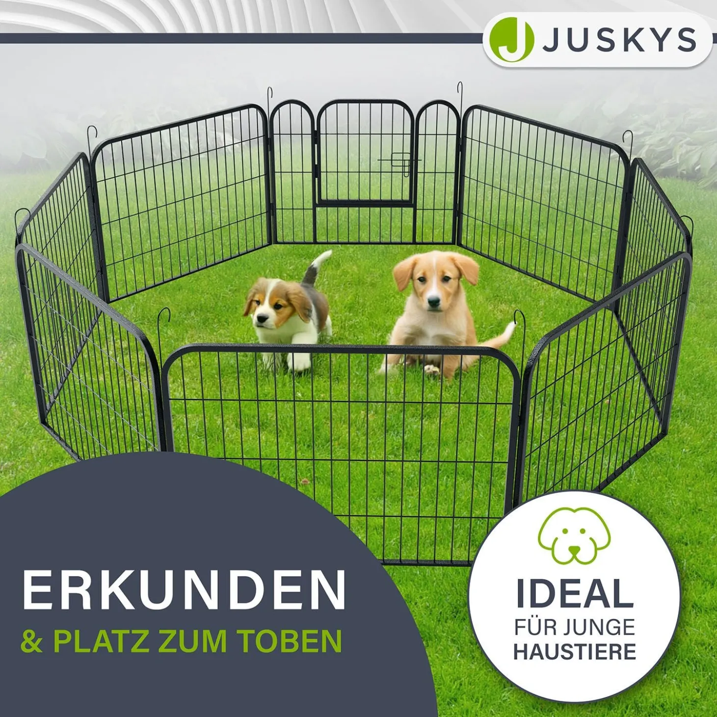 Welpenauslauf aus Metall Faltbares Freilaufgehege für Hunde, Kaninchen & Kleintiere