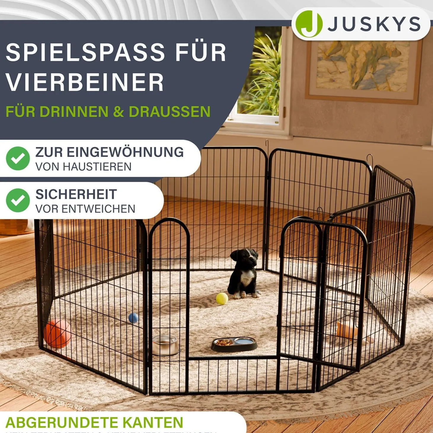 Welpenauslauf aus Metall Faltbares Freilaufgehege für Hunde, Kaninchen & Kleintiere