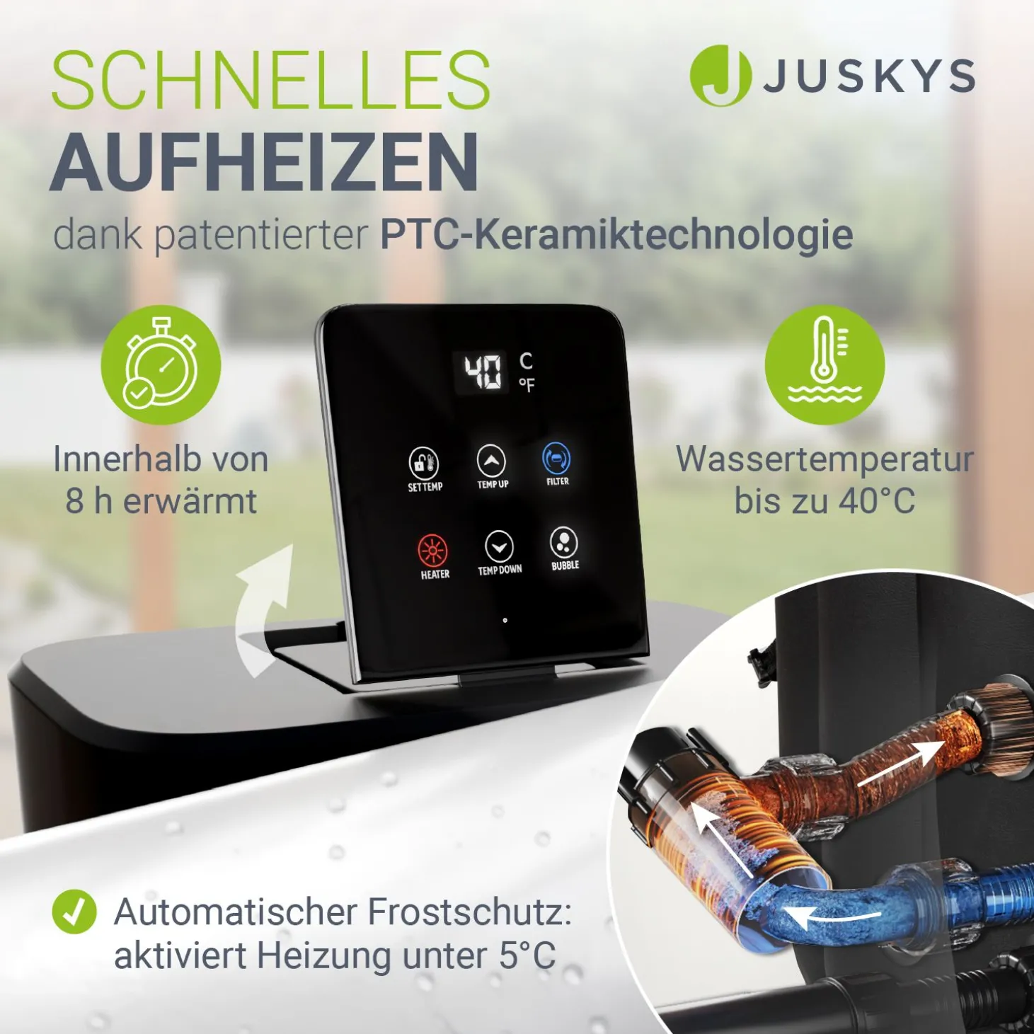 Whirlpool aufblasbar für 4-6 Personen Outdoor Whirlpool wetterfest für Garten & Terrasse