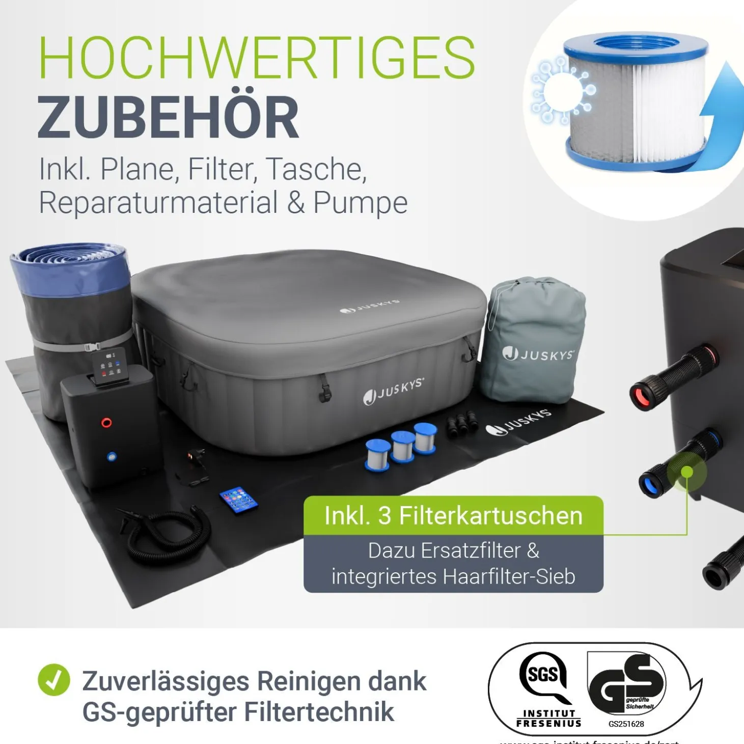 Whirlpool aufblasbar für 4-6 Personen Outdoor Whirlpool wetterfest für Garten & Terrasse
