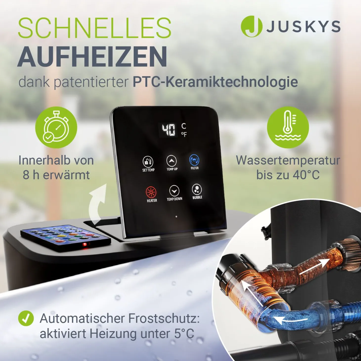 Whirlpool aufblasbar für 4-6 Personen Outdoor Whirlpool wetterfest für Garten & Terrasse