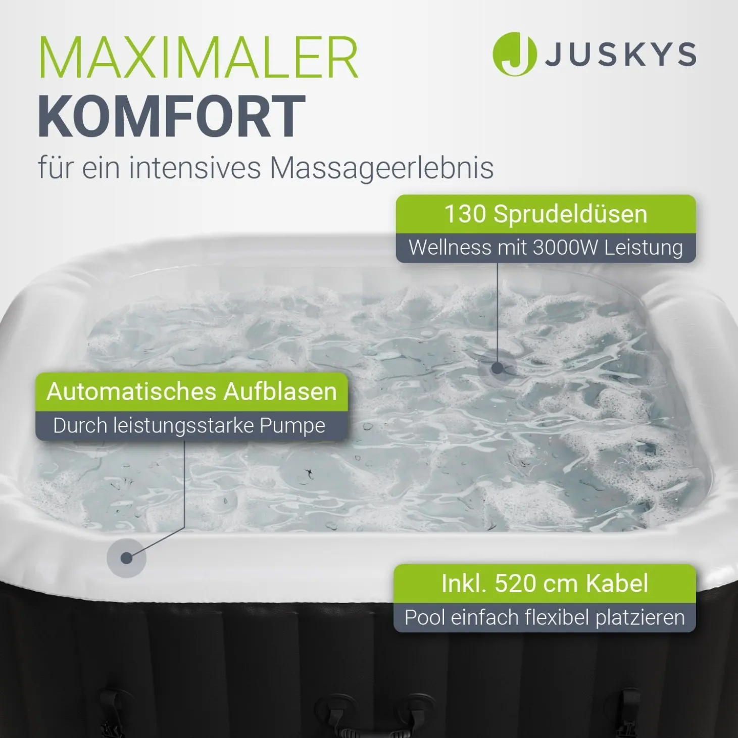 Whirlpool aufblasbar für 4-6 Personen Outdoor Whirlpool wetterfest für Garten & Terrasse