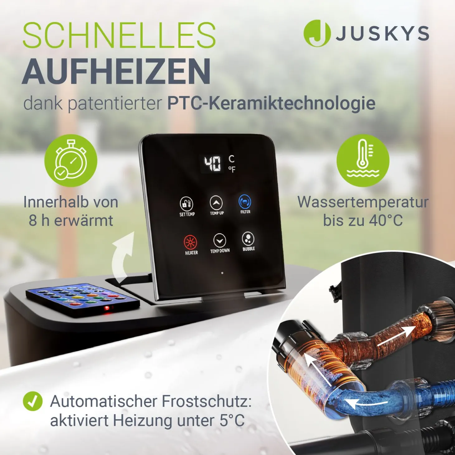 Whirlpool aufblasbar für 4-6 Personen Outdoor Whirlpool wetterfest für Garten & Terrasse