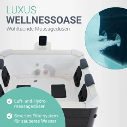 Whirlpool Oslo mit LED-Beleuchtung Indoor & Outdoor Pool für 6 Personen - mit Zubehör & App