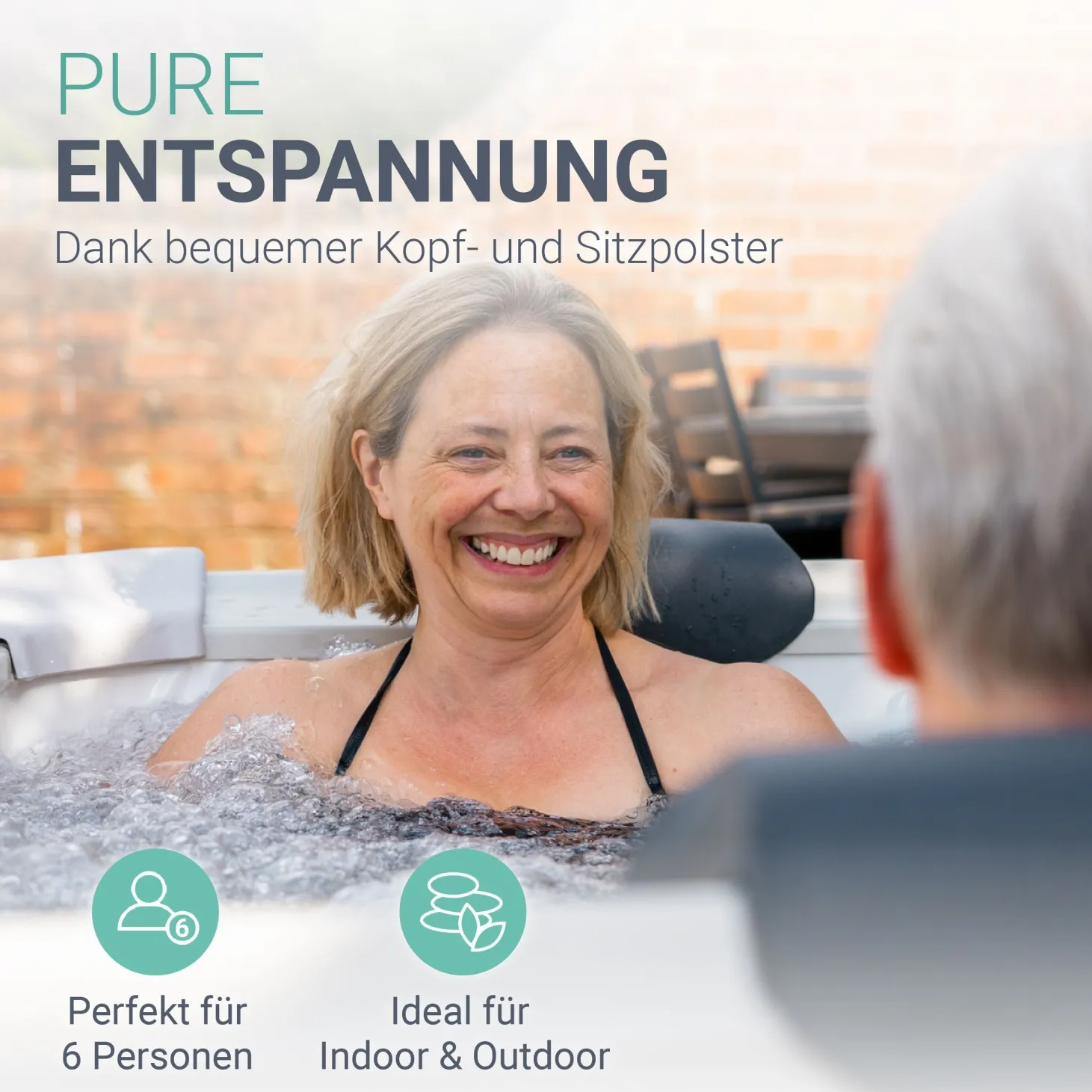 Whirlpool Oslo mit LED-Beleuchtung Indoor & Outdoor Pool für 6 Personen - mit Zubehör & App