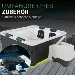 Whirlpool Oslo mit LED-Beleuchtung Indoor & Outdoor Pool für 6 Personen - mit Zubehör & App