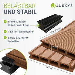 WPC Terrassendielen in Teak Komplettset, inkl. Unterkonstruktion, Clips & Schrauben