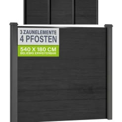 WPC Zaun aus Elementen & Pfosten Sichtschutz aus WPC in Anthrazit