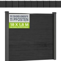 WPC Zaun aus Elementen & Pfosten Sichtschutz aus WPC in Anthrazit