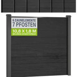 WPC Zaun aus Elementen & Pfosten Sichtschutz aus WPC in Anthrazit