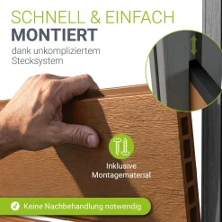 WPC Zaun aus Elementen & Pfosten Sichtschutz aus WPC in Teak
