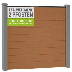 WPC Zaun aus Elementen & Pfosten Sichtschutz aus WPC in Teak